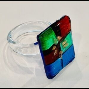 colorful Art glass gold flake rectangle